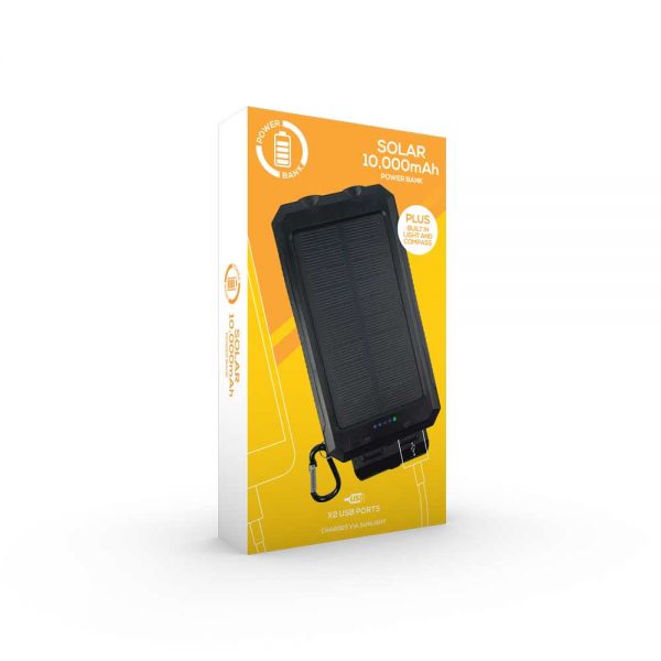 THE SOURCE RED5 SOLAR POWERBANK 10.000 mAh WITH USB PORT BLACK