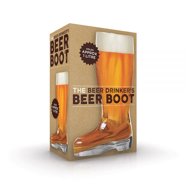 THE SOURCE WINNING BEER GLASS IN BOOT SHAPE
