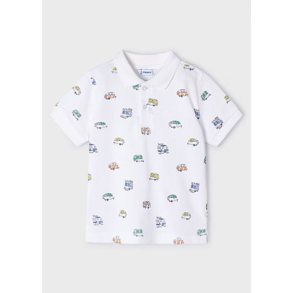 MAYORAL POLO SHORT SLEEVES PRINTED WHITE