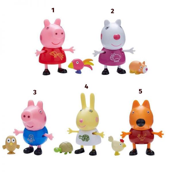 PEPPA PIG FIGURES SET OF 2 FRIENDS AND PETS - 5 DESIGNS