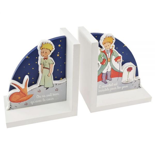 WOODEN DECORATIVE BOOKENDS SET LITTLE PRINCE STARRY NIGHT