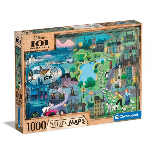 CLEMENTONI PUZZLE STORY MAPS 101 DALMATIANS 1000 pcs
