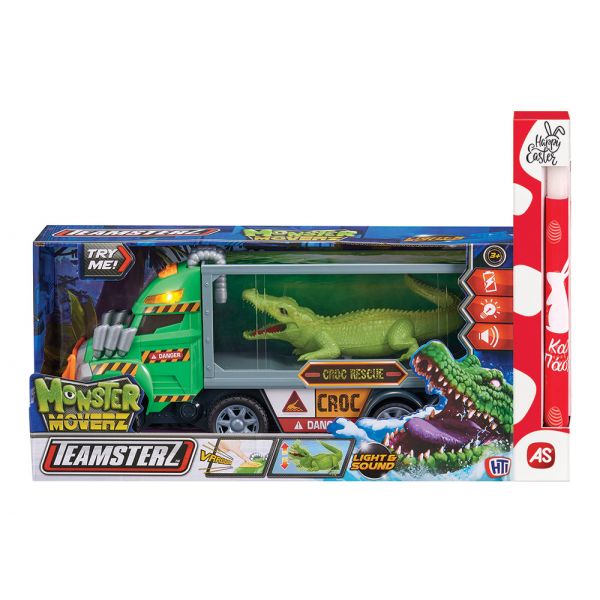 TOY CANDLE TEAMSTERZ MONSTER MOVERZ CROC RESCUE VEHICLE WITH LIGHT AND SOUND FOR AGES 3+ - 2 COLOURS
