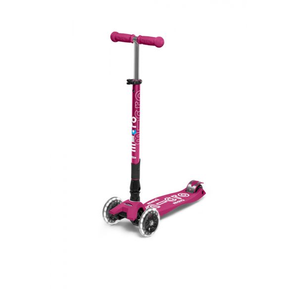 MICRO 3-WHEELS SCOOTER MAXI MICRO DELUXE LED FOLDABLE BERRY RED