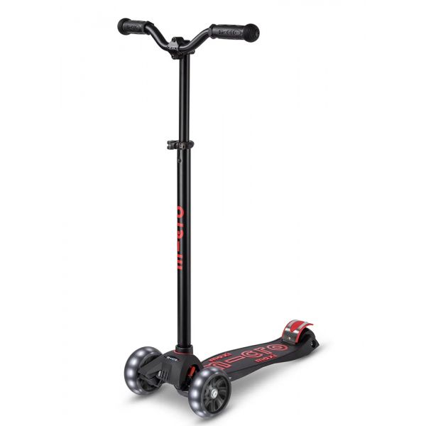 MICRO 3-WHEELS SCOOTER MAXI MICRO DELUXE PRO LED BLACK-RED