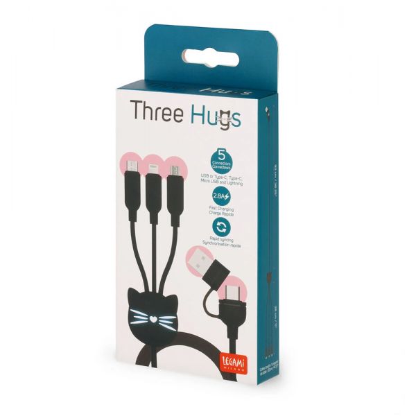LEGAMI THREE HUGS 3-IN-1 CHARGING AND SYNC MULTICABLE - KITTY