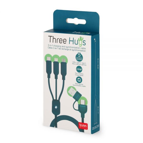 LEGAMI THREE HUGS 3-IN-1 CHARGING AND SYNC MULTICABLE - CACTUS