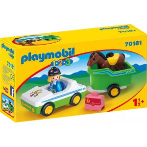 PLAYMOBIL 1-2-3 CAR WITH HORSE TRAILER