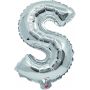 BALLOON SILVER FOIL 32 cm LETTER S AND STRAW