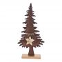 XMAS BROWN FAUX LEATHER CHRISTMAS TREE ON WOODEN BASE 24X6.5X49 CM