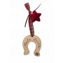WOODEN LUCKY CHARM HORSE SHOE HAPPY YEAR WITH PERFORATED EYE 8.6X7.7 cm