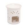 CERAMIC CANDLE WARMER PILLAR BUTTERFLY WHITE