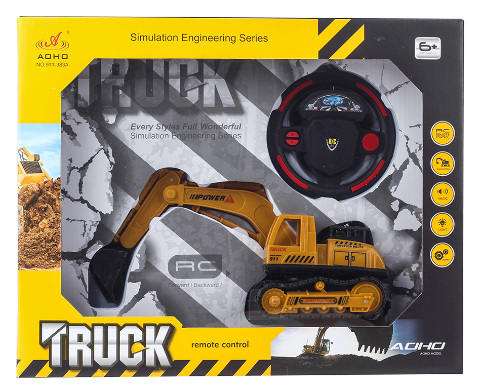 REMOTE CONTROLLED EXCAVATOR WITH STEERING WHEEL WITHOUT CHARGER - 2 DESIGNS