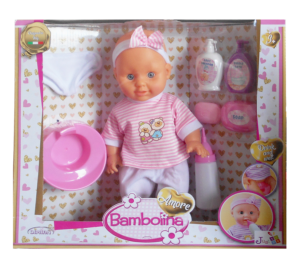 BAMBOLINA DOLL AMORE 36 cm DRINK AND WET SET