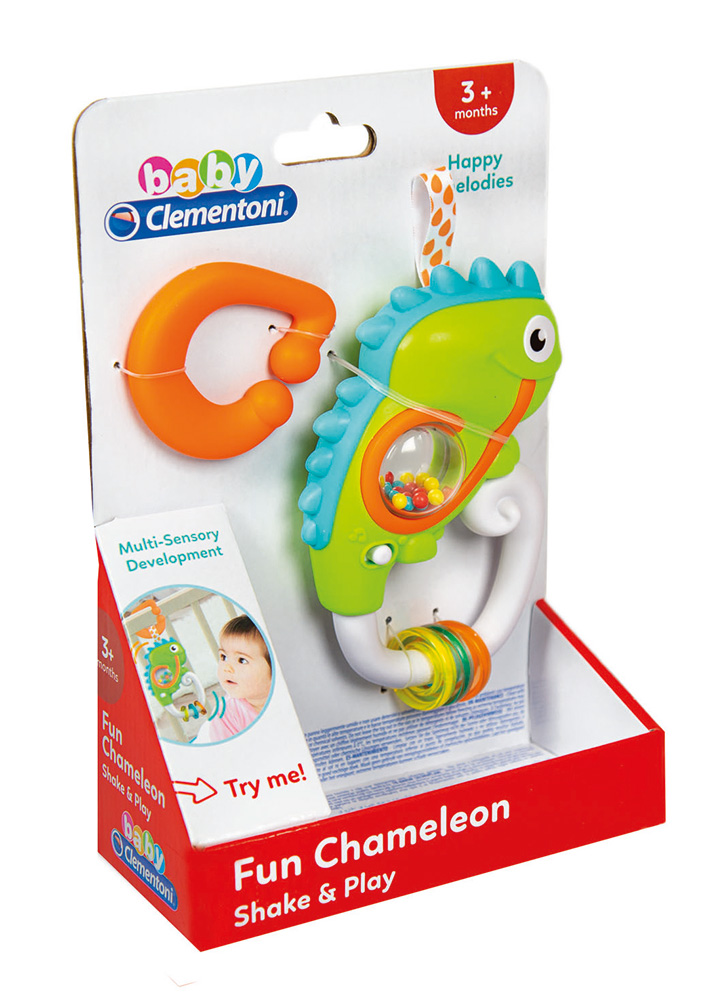 BABY CLEMENTONI BABY RATTLE FUN CHAMELEON SHAKE AND PLAY FOR 3+ MONTHS
