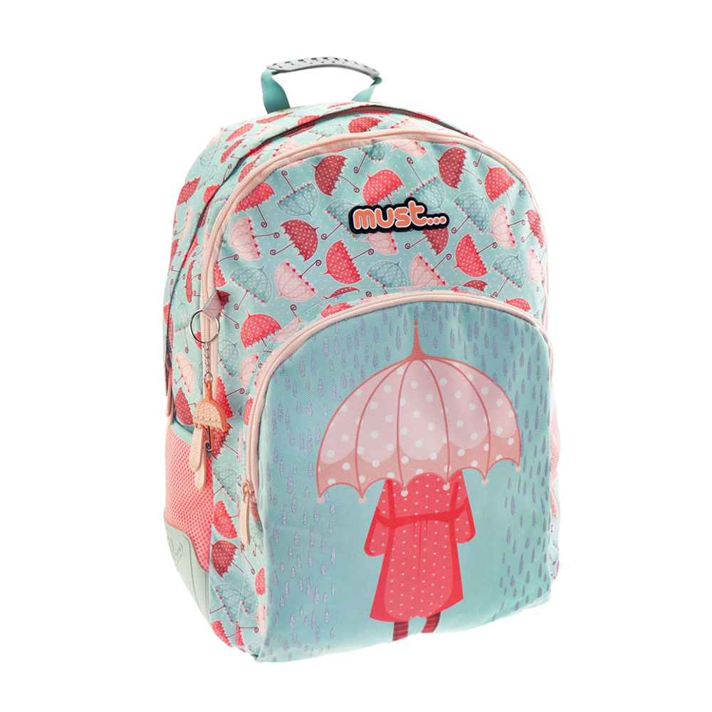 MUST ENERGY BACKPACK 33X16X45 cm 3 CASES GIRL WITH UMBRELLA