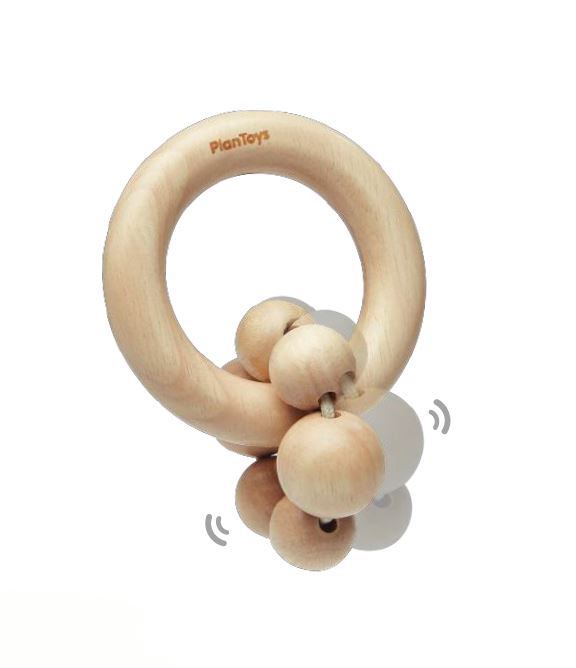 PLAN TOYS WOODEN BEADS RATTLE NATURAL