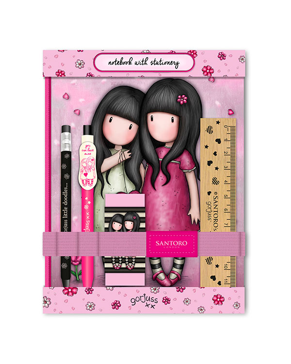 GORJUSS SANTORO NOTEBOOK AND STATIONERY SET SPARKLE & BLOOM YOU CAN HAVE MINE