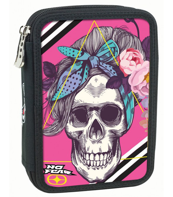 BACK ME UP DOUBLE FULL PENCIL CASE NO FEAR SKULLY
