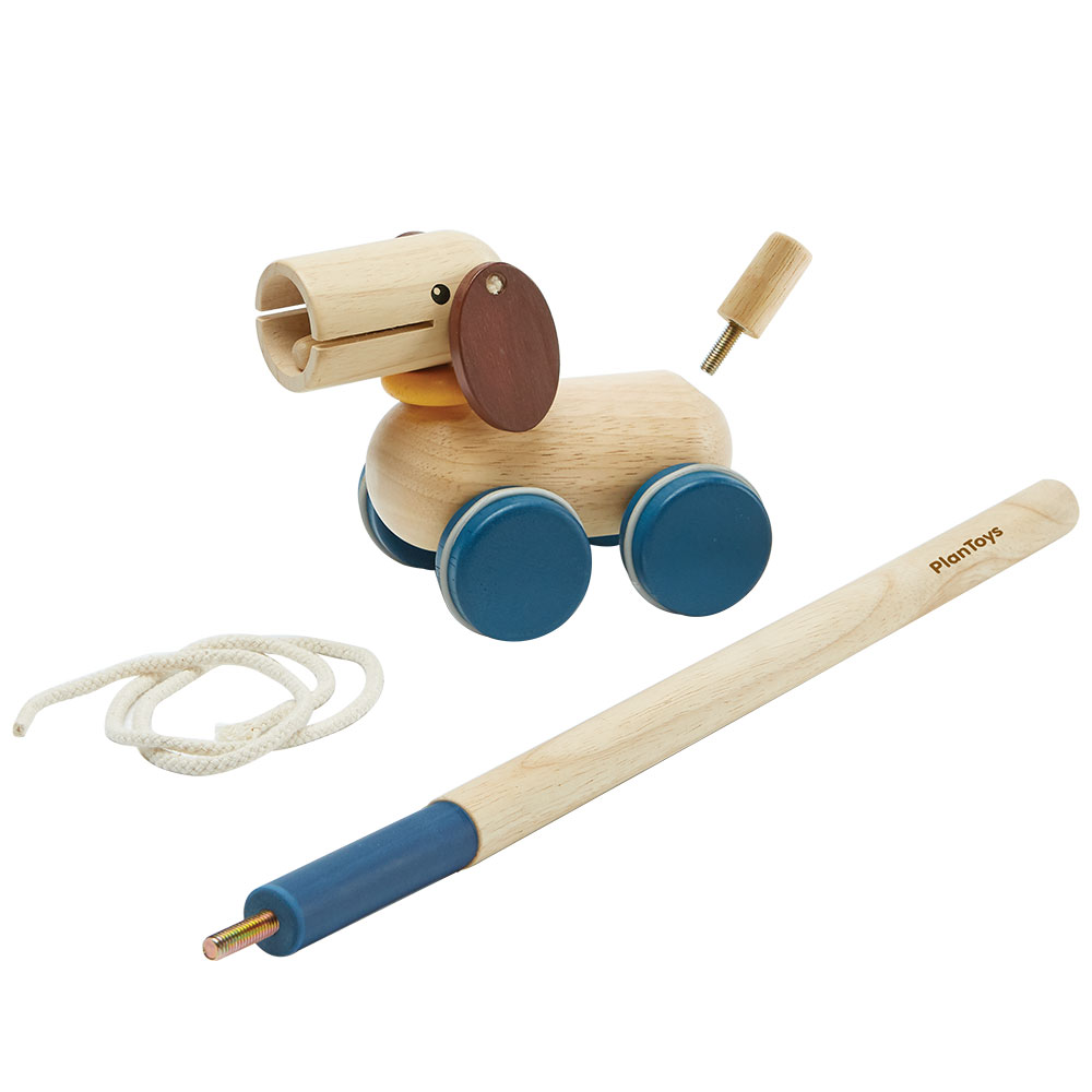 PLAN TOYS WOODEN PUSH AND PULL PUPPY