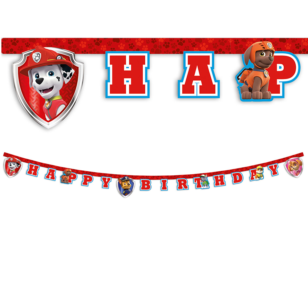 HAPPY BIRTHDAY BANNER PAW PATROL READY FOR ACTION