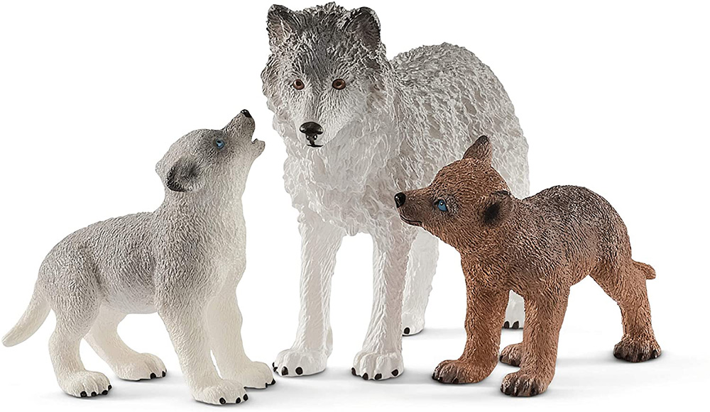 MINIATURE SCHLEICH MOTHER WOLF WITH PUPS