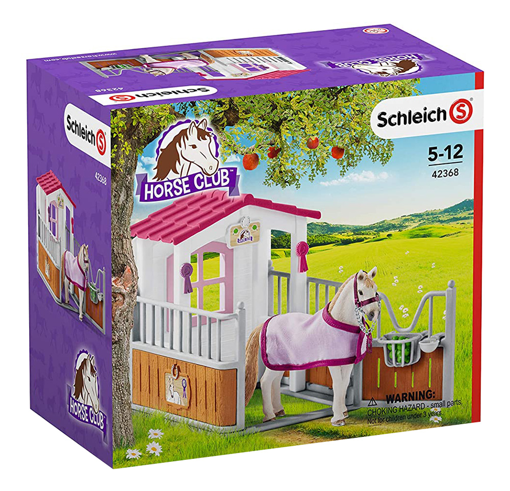 MINIATURE SCHLEICH PLAYSET HORSE STALL WITH LUSITANO MARE
