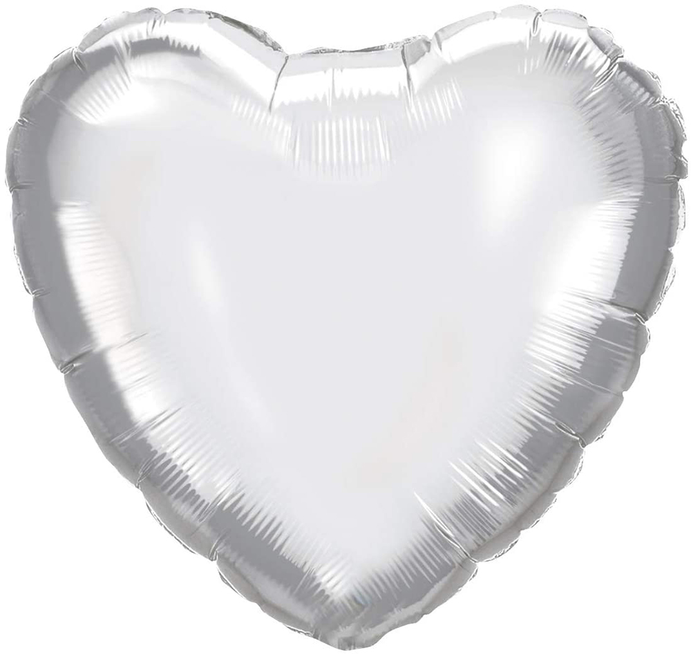 BALLOON HEART SILVER FOIL 46 cm