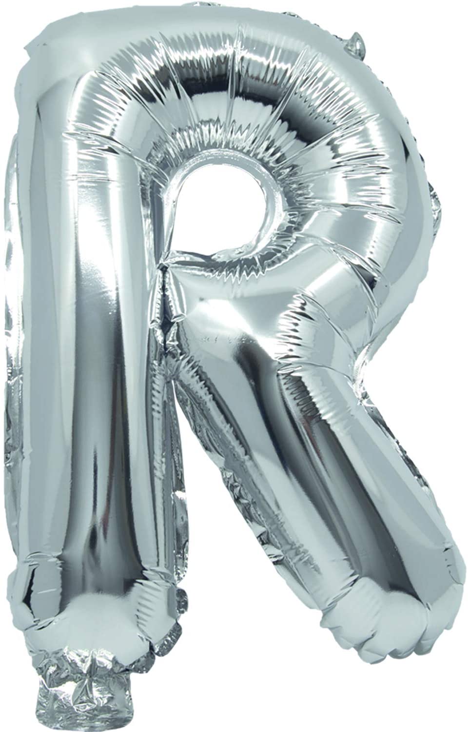 BALLOON SILVER FOIL 32 cm LETTER R AND STRAW