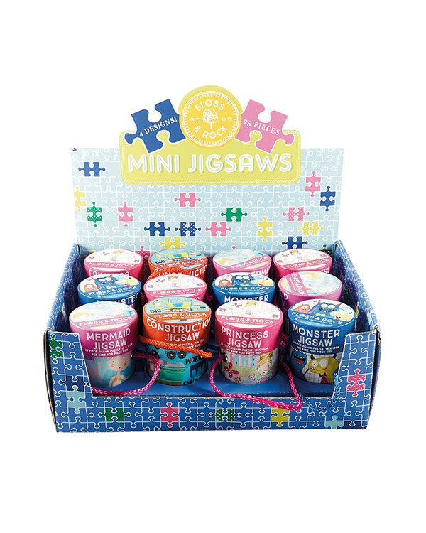 FLOSS & ROCK MINI PUZZLE 25 pcs IN CYLINDER - 4 DESIGNS