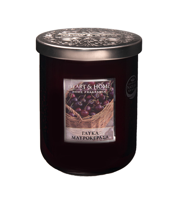 HEART & HOME LARGE CANDLE 340g SWEET BLACK CHERRIES