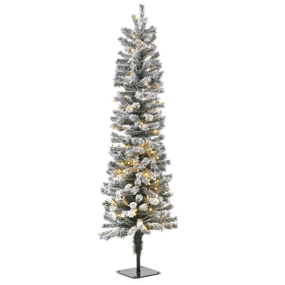 XMAS TREE PRE-LIT SNOW PENCIL D40Χ120 CM WITH 100 WHITE LED LIGHTS 188TIPS