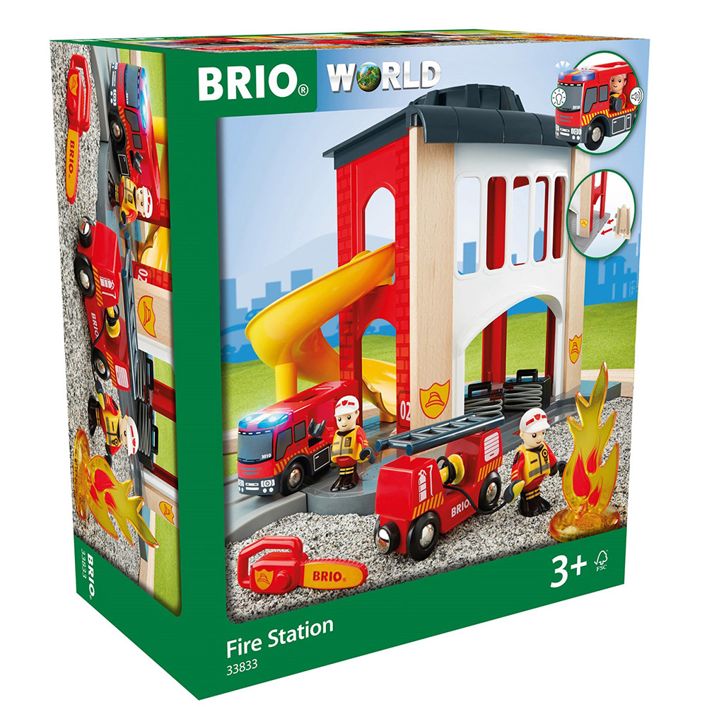 BRIO WORLD WOODEN TOY FIRE STATION