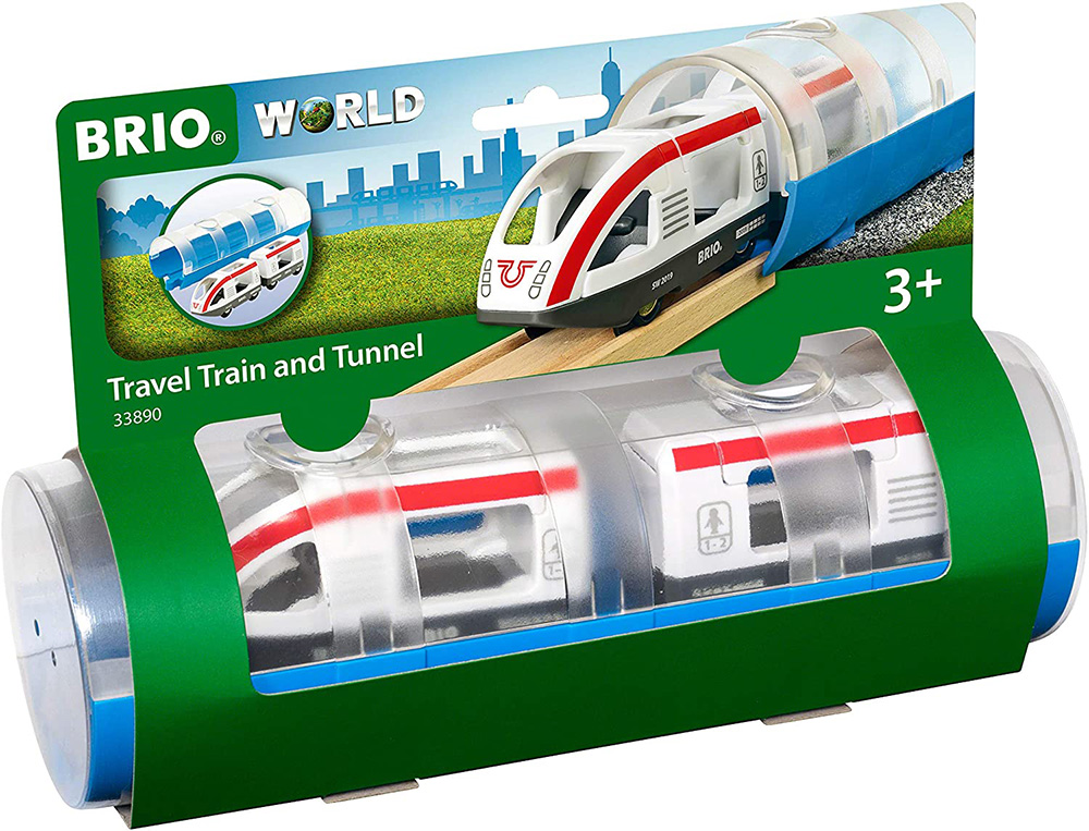 BRIO WORLD WOODEN TOY TRAVEL TRAIN WITH TUNNEL