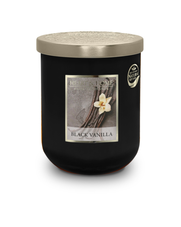HEART & HOME LARGE CANDLE 340g BLACK VANILLA