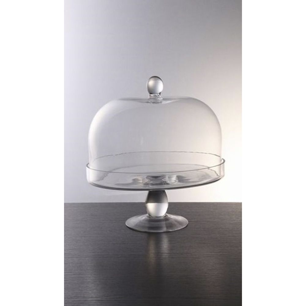 GLASS CAKE STAND WITH DOME COVER 30X27 CM