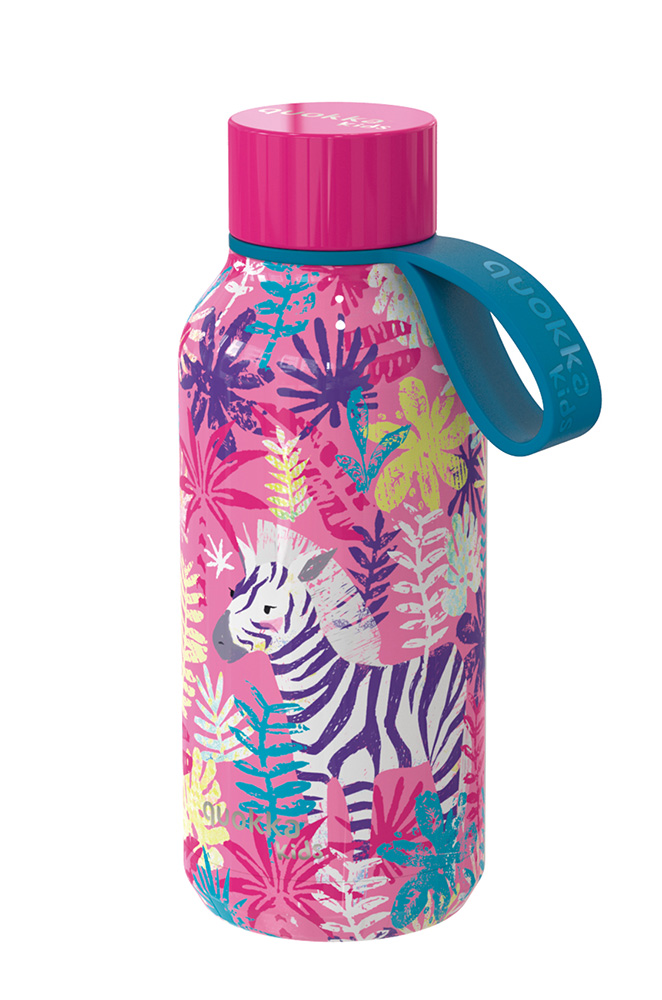 QUOKKA THERMAL STAINLESS STEEL BOTTLE SOLID WITH STRAP 330ml ZEBRAS