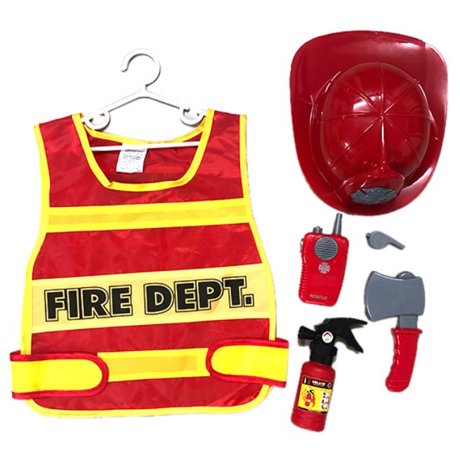 DRESS UP FIREFIGHTER SET WITH BATTERY WALKIE TALKIE