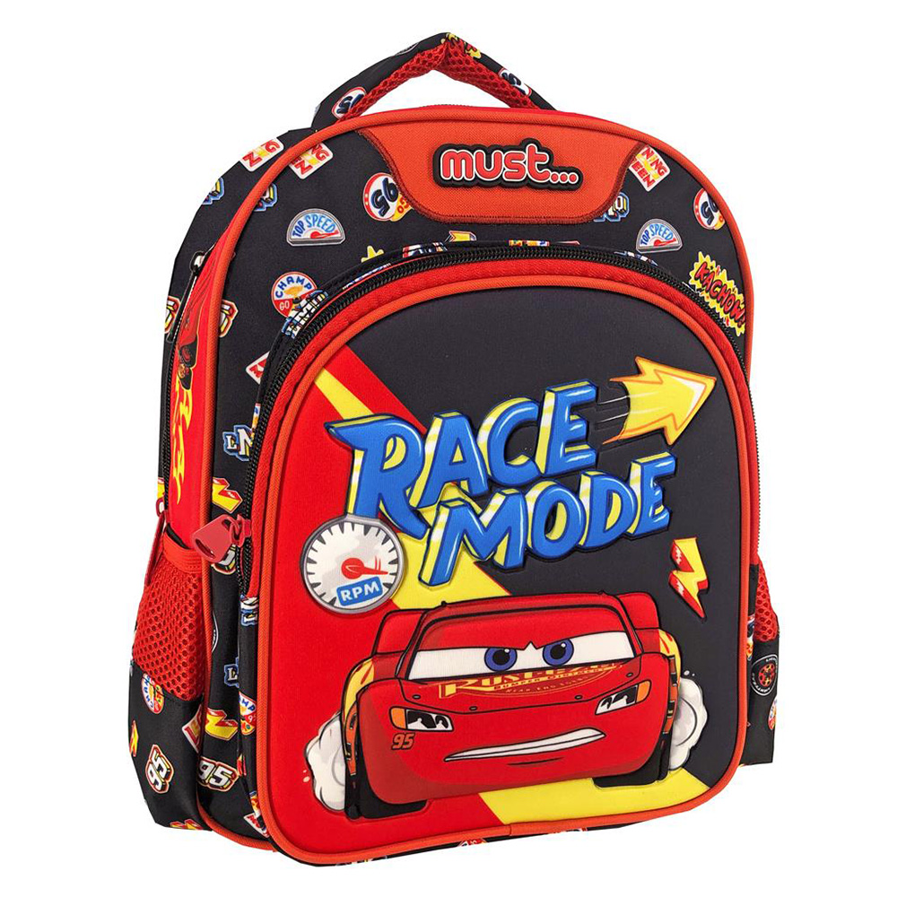 MUST TODDLER BACKPACK 27X10X31 cm 2 CASES CARS RACE MODE