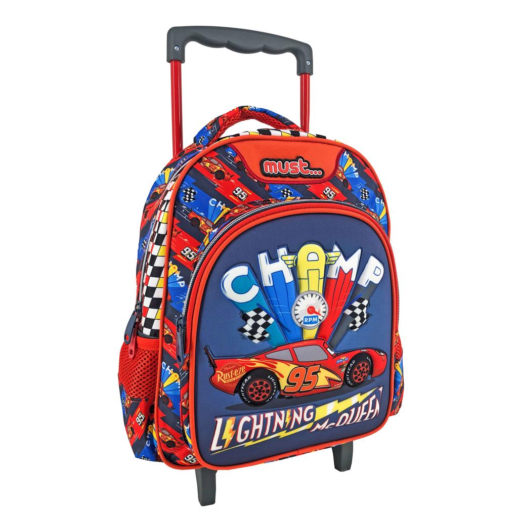 MUST TODDLER TROLLEY BACKPACK 27X10X31 cm 2 CASES CARS CHAMPIONS