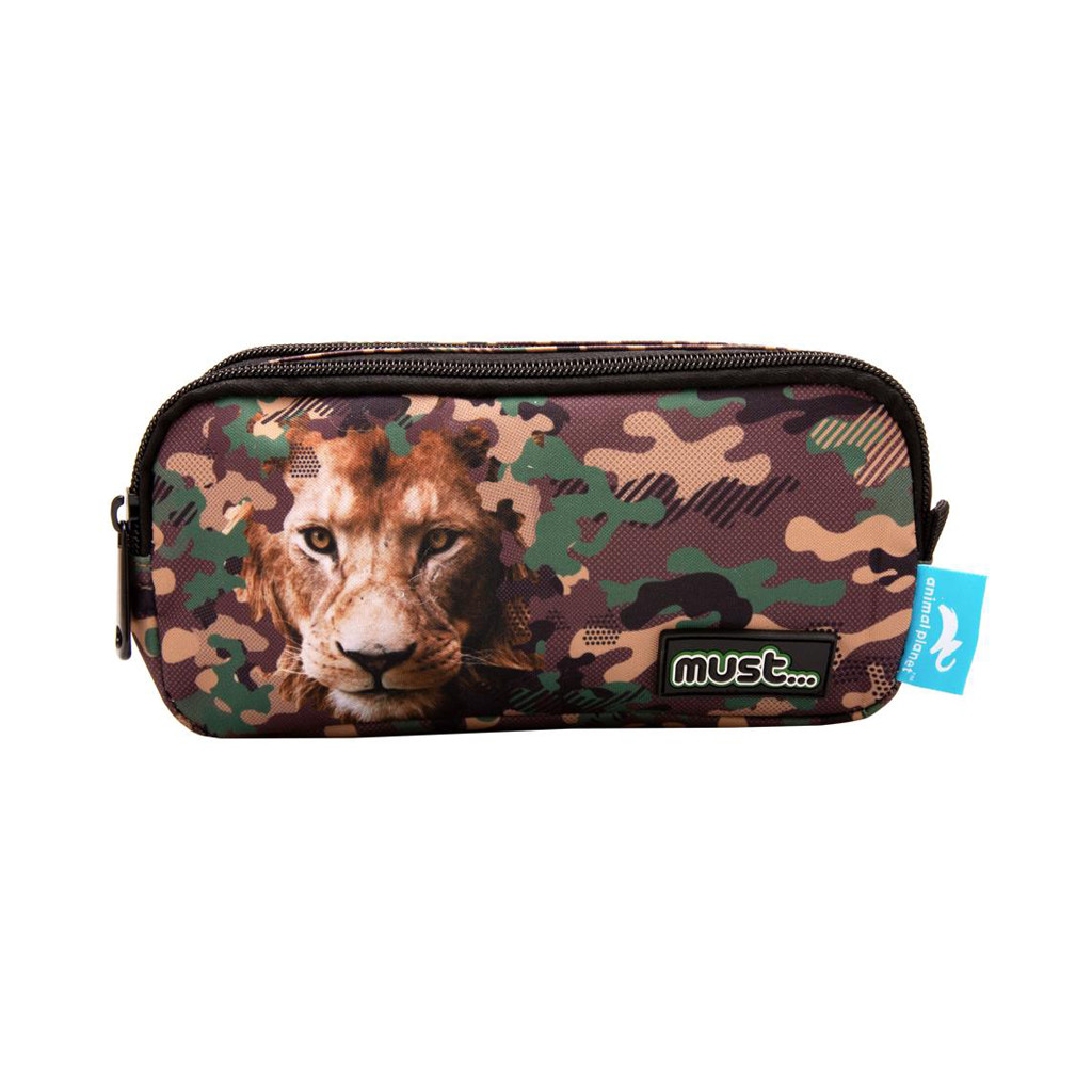 MUST PENCIL CASE WITH 2 ZIPPERS 21X6X9 cm ANIMAL PLANET LION