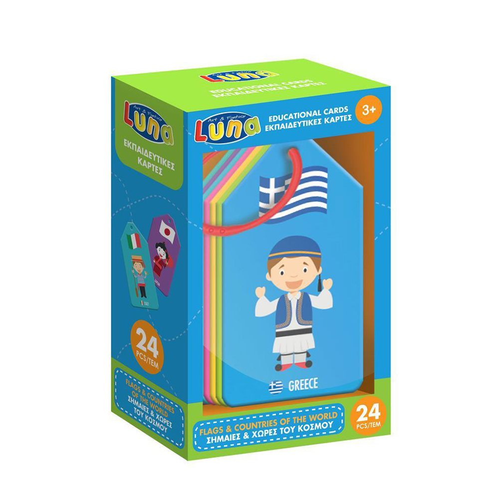 EDUCATIONAL CARDS FLAGS AND COUNTRIES OF THE WORLD 24 pcs 