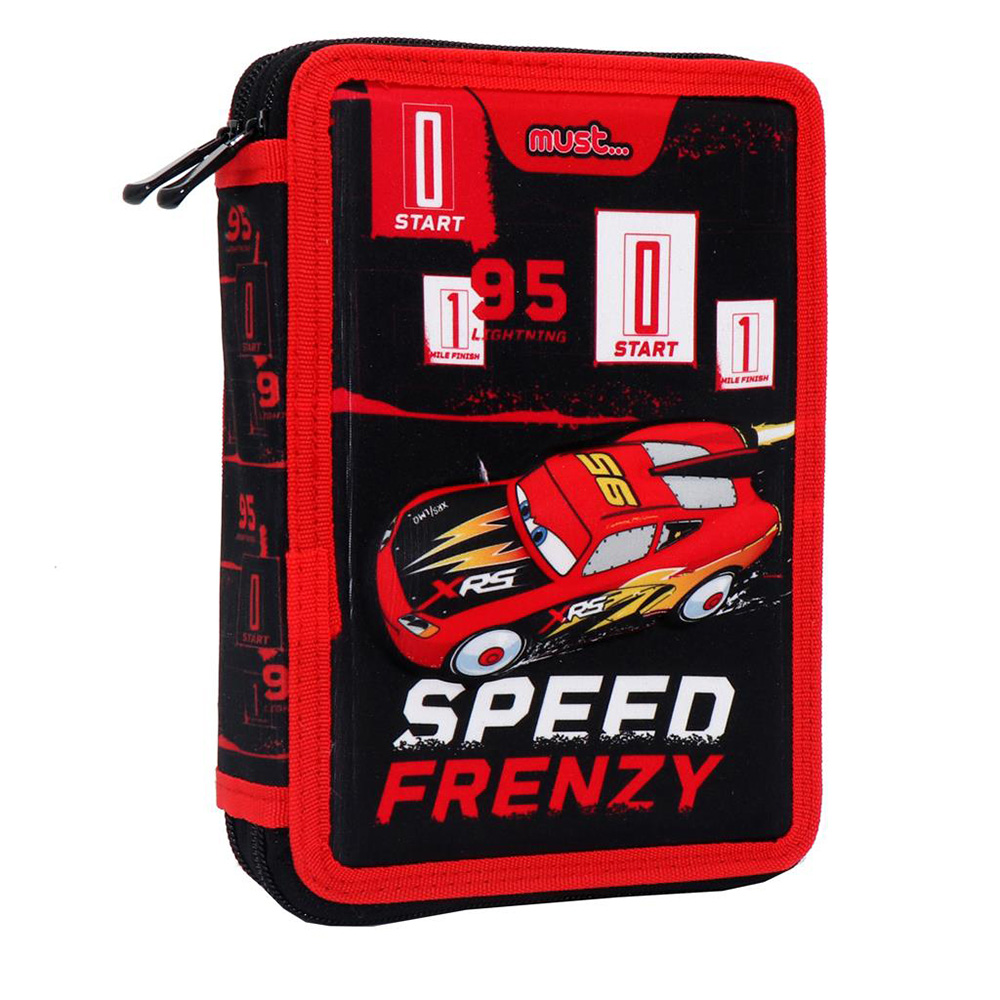 MUST DOUBLE FULL PENCIL CASE 15X5X21 cm CARS SPEED FRENZY