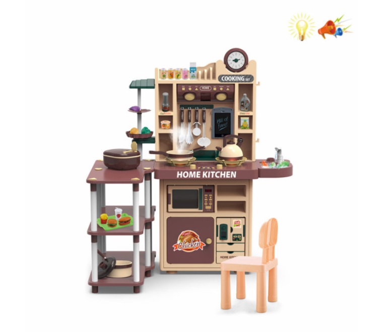 ELECTRONIC HUGE KITCHEN SET  WITH 99 ACCESSORIES LIGHT AND SOUNDS WITH CHAIR