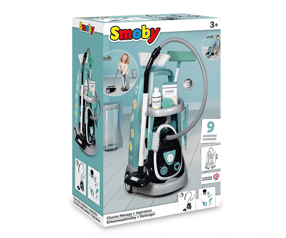 SMOBY  CLEANING TROLLEY & VACUUM CLEANER