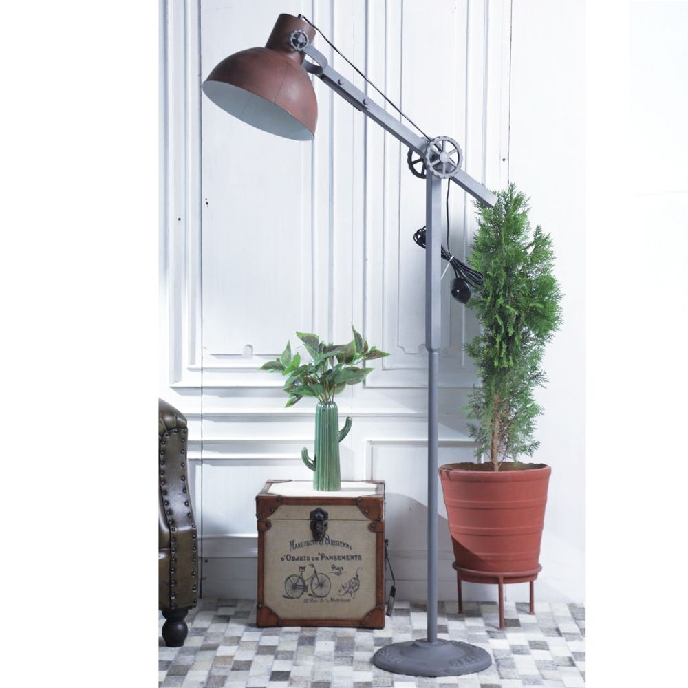 INDUSTRIAL WOODEN FLOOR LAMP WITH RUSTY LOOK 30X65X145 CM