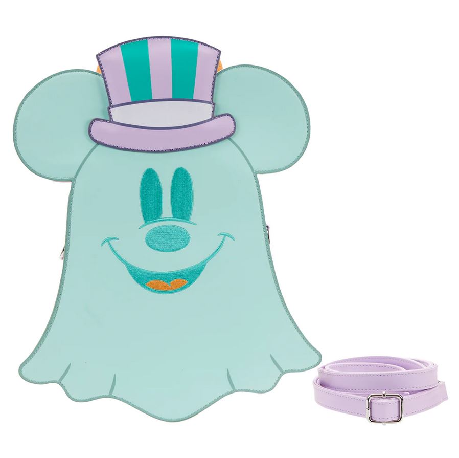 LOUNGEFLY DISNEY PASTEL GHOST MINNIE AND MICKEY MOUSE GLOW IN THE DARK BAG (WDTB2641)