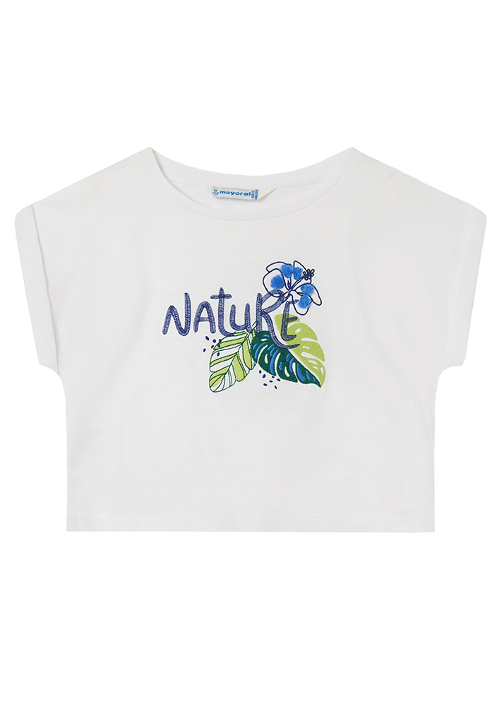 MAYORAL SHORT SLEEVE EMBROIDERED BLOUSE WHITE