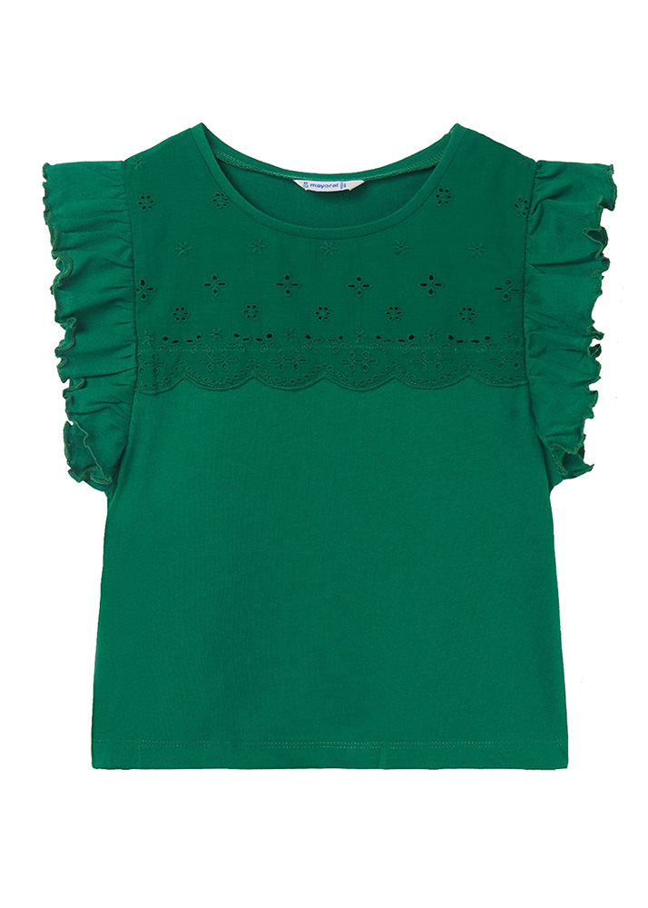 MAYORAL BLOUSE PERFORATED WITH STRAPS EMERALD