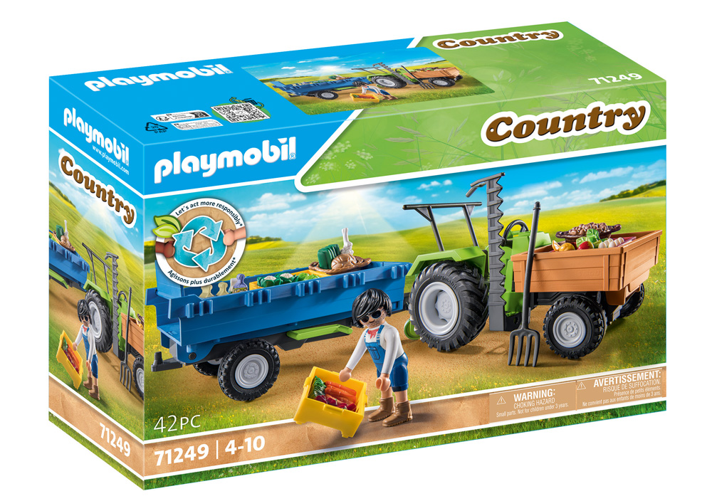 PLAYMOBIL COUNTRY HARVESTER TRACTOR WITH TRAILER